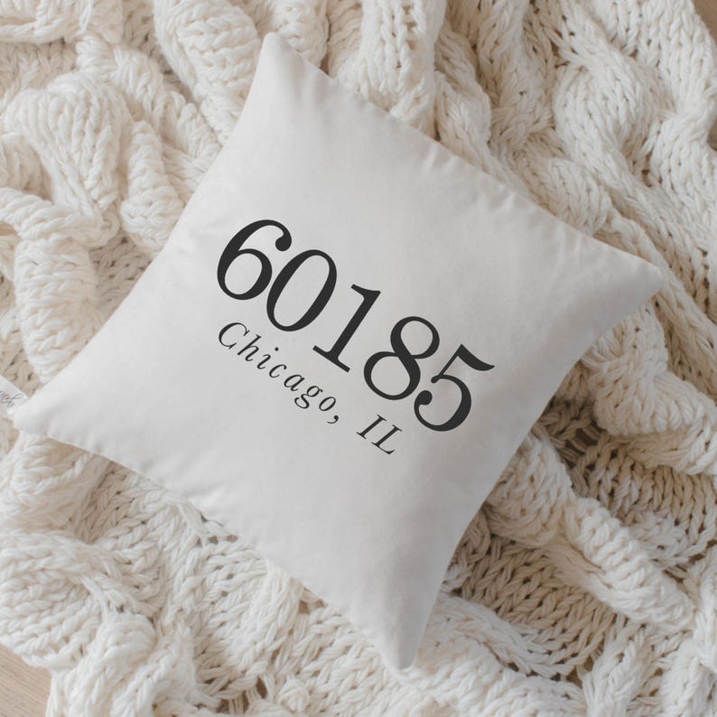 Personalized Throw Pillow Zip Code home decor present new Etsy
