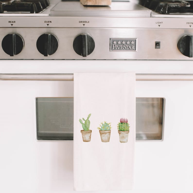Tea Towel  Cactus Watercolor  Made in the USA housewarming image 1