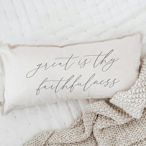 Lumbar Pillows - Great is Thy Faithfulness | Bridal Shower Gift, Lumbar Pillow Gift, Sentimental Lumbar Pillow, Cozy Decor Gift