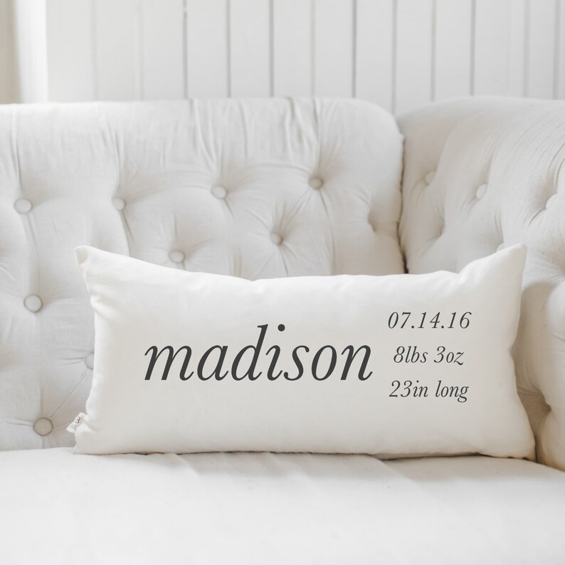 Lumbar Pillow Personalized Birth Stats home decor wedding Etsy