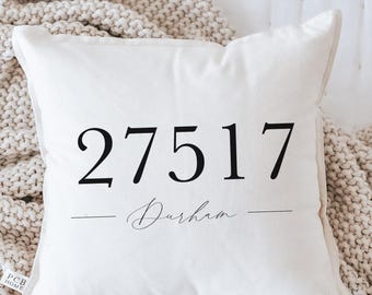 Personalized Throw Pillows - Personalized Zip Code Script | Housewarming Gift, Personalized Throw Pillows, Customized Zip Code Pillow