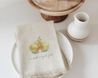 Napkins - A Great Pear | Housewarming Gift, Watercolor Napkins, All Year Kitchen Decor, Cozy Home Napkins, Sentimental Home Decor