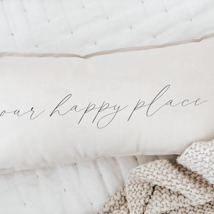 Lumbar Pillows - Our Happy Place | Cozy Home Gift, Lumbar Pillow Gift For Mom, Sentimental Lumbar Pillow, Cozy Home Pillow Gift