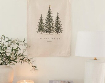 Tis The Season 3 Tree Christmas Wall Banner