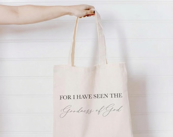 Tote Bags - Goodness of God | Housewarming Gift, Scripture Tote Bag, Goodness Of God Tote Bag, Christian Tote Bag Gift, Scripture