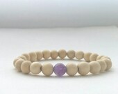 Third Eye Chakra Amethyst and Wood Bracelet
