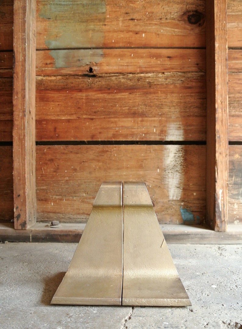 Vintage 24k Gold Plated Railroad Track Bookends Industrial 24k Gold Plated Railroad Track