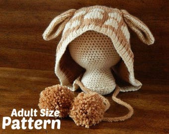 Adult Deer Hat - Finley Fawn Pattern : Knitting Pattern, Knit Adult Hat, Knit Teen Hat, Fall Knit Hat