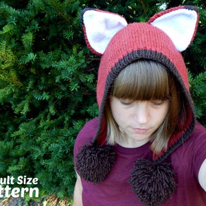 Adult Fox Hat Fayvel Fox Pattern : Knitting Pattern, Knit Adult Hat, Knit Teen Hat, Fall Knit Hat, Fox Cosplay image 1