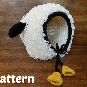 Crochet Hat Pattern : Loopy Ewe Bonnet, Baby Bonnet, Lamb Hat, 3-6 Month Hat, Toddler Hat, Child Hat, Bonnet Hat image 1