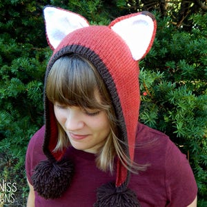 Adult Fox Hat Fayvel Fox Pattern : Knitting Pattern, Knit Adult Hat, Knit Teen Hat, Fall Knit Hat, Fox Cosplay image 2