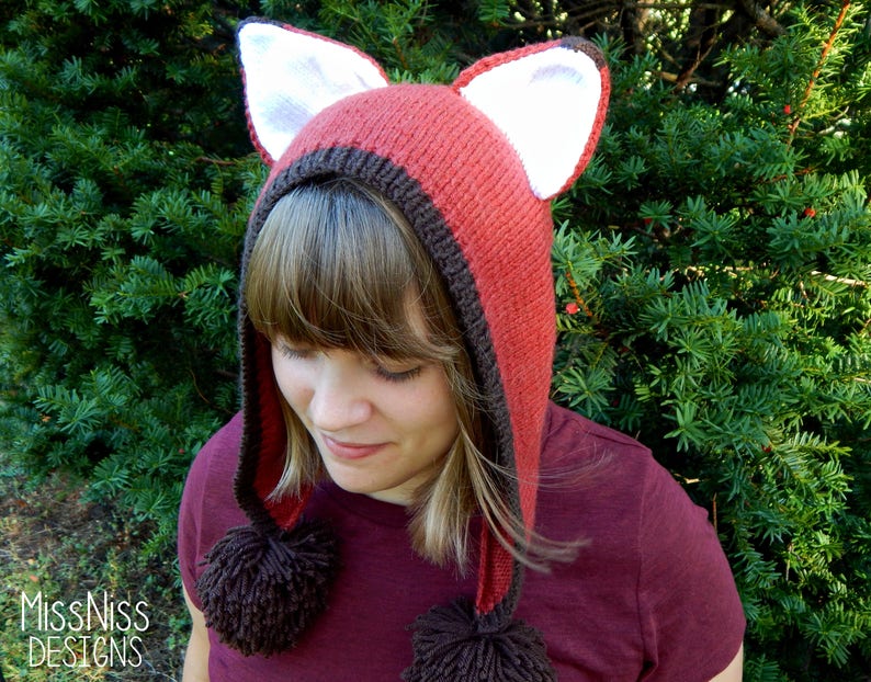 Adult Fox Hat Fayvel Fox Pattern : Knitting Pattern, Knit Adult Hat, Knit Teen Hat, Fall Knit Hat, Fox Cosplay image 2