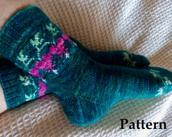 Dicentra Days Sock Pattern : Knitting Pattern, Sock Knitting, Bleeding Heart