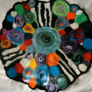 Textile Art, Felted Center-piece for the Table, Felted Wall Hanging, Color Study