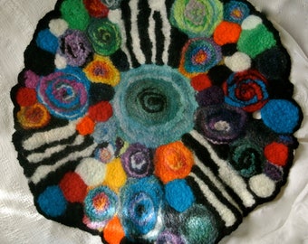 Textile Art, Felted Center-piece for the Table, Felted Wall Hanging, Color Study