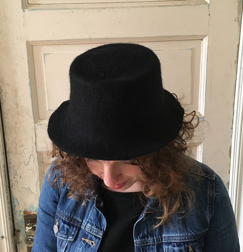 Black Hat, Boy George Hat, Black Wool Hat, Black Hat With Brim, Teen ...