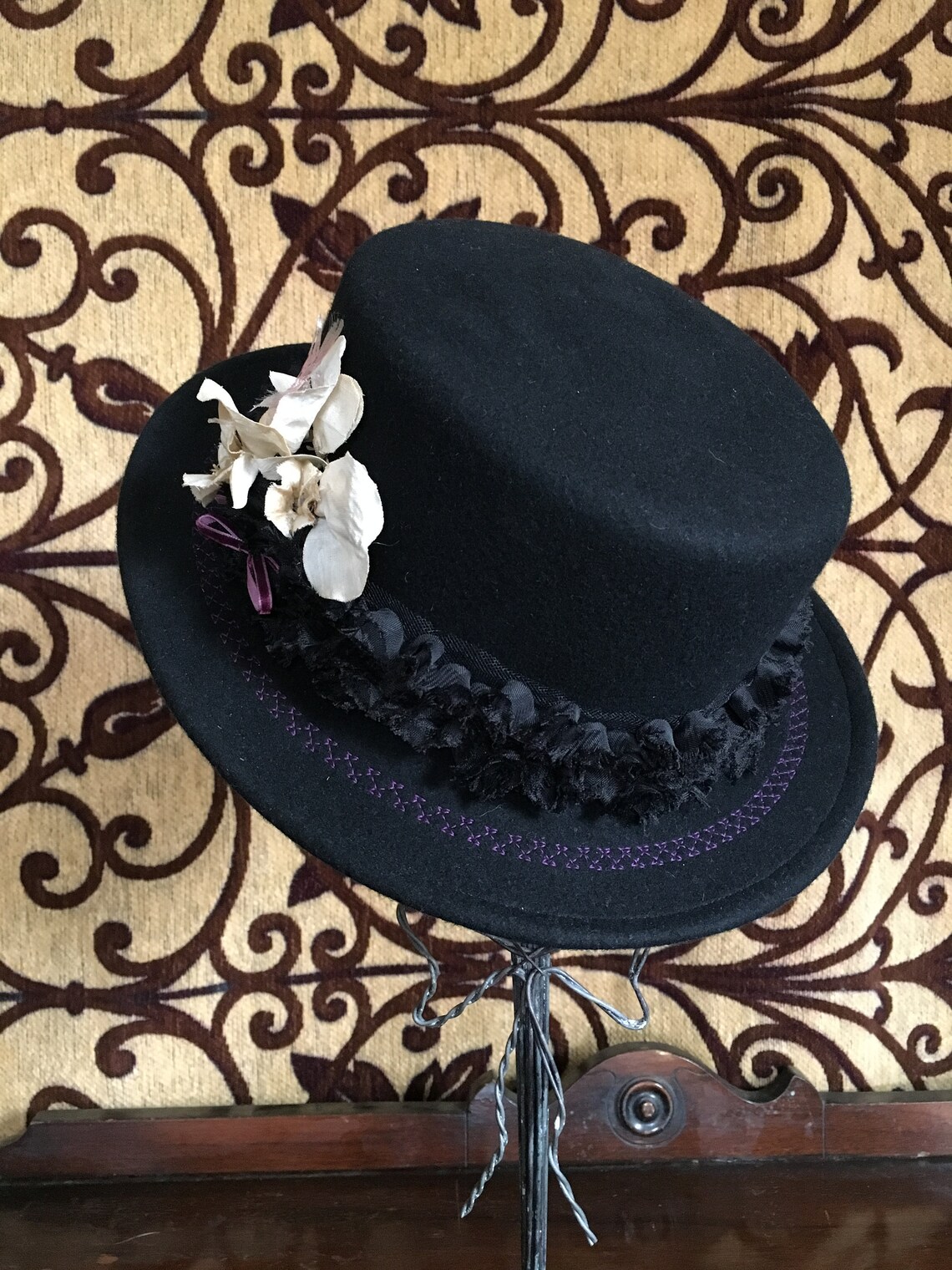 Black Hat, Boy Hat, Black Wool Hat, Black Hat With Brim, Teen Fashion Hat, Black Brim Hat