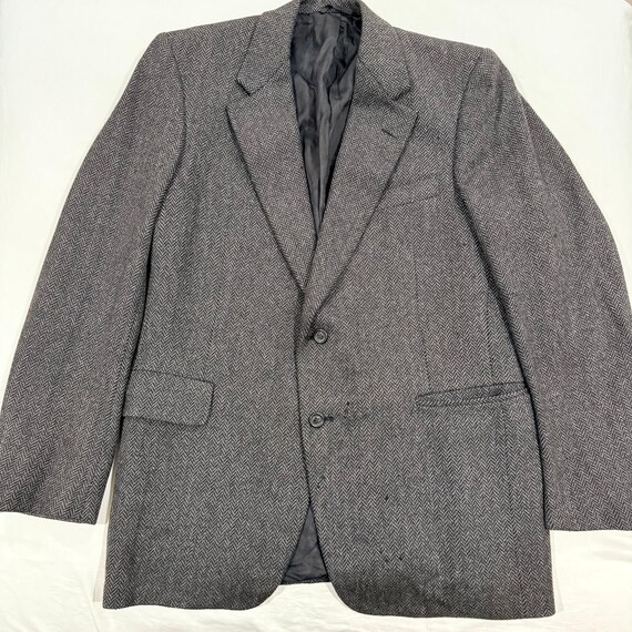 Hickey Freeman, Vintage Hickey Freeman 100% Cashmere Herringbone Blazer Men’s 44R Gray