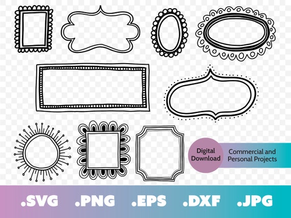 Simple Hand Drawn Frames Line Art SVG PNG Cricut Files | Etsy