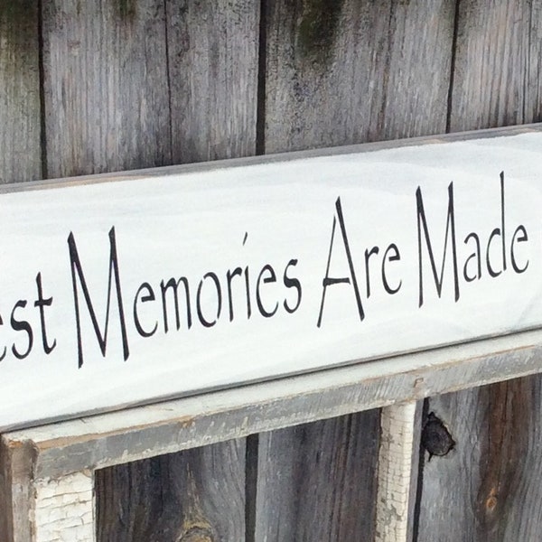 Gathered Around The Table Wood Sign, Distressed Family Decor (44" x 5.5")