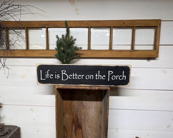 Handmade Wooden Porch Sign, Distressed Finish 24” x 5.5”