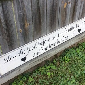 Sign &quot;Bless the food before us, the family beside us and the love between us&quot;. 44&quot; x 5 1/2&quot; x 3/4&quot;. S 288 Wood, Handmade, Long, Memoriess