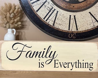 Handmade 'Family is Everything' Wood Sign (24” x 7.5”) – Distressed Finish