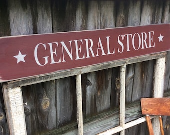 S 151 Wooden, Handmade, Long Sign. " *GENERAL STORE* ". 33 x 5 1/2 x 3/4.  Great for your kitchen, living room or anywhere