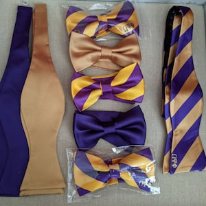 Striped Omega Pre-Tied Bow Tie inspired by Omega Psi Phi Fraternity, Inc 1911 image 5