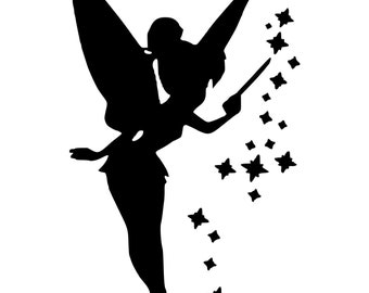 Tinkerbell Silhouette Vinyl Decal - 46 Vinyl Color Options- Mickey Disney Peter Pan Tinker Bell