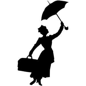 Mary Poppins 2 Silhouette Vinyl Decal - Black, Red, Silver, White Disney Nanny Bert Jack