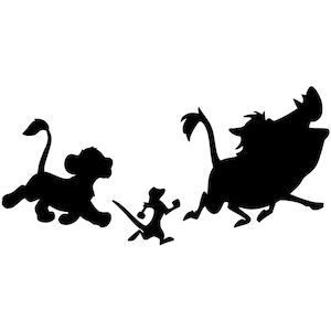 Simba Timon and Pumbaa from Lion King Silhouette Vinyl Decal - Black, Red, Silver, White Disney Mufasa Scar Nala Timon Pumbaa Rafiki Simba
