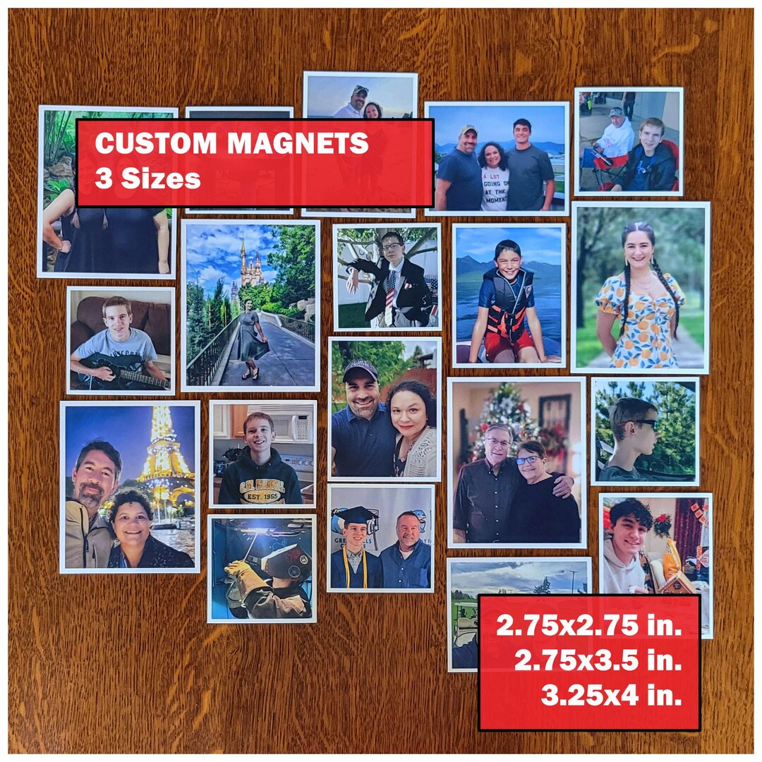 Custom Picture Fridge Photo Magnets 3 Sizes Personalized for Vacations ...