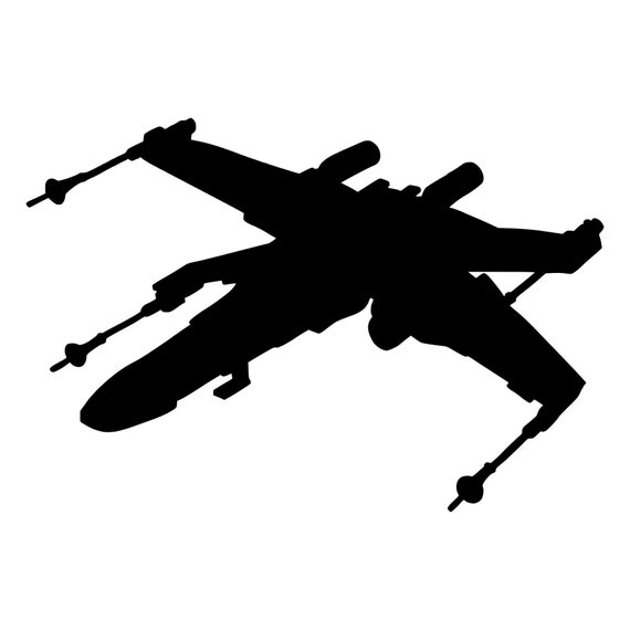 Star Wars X Wing Fighter Silhouette Vinyl Decal - Black, Red