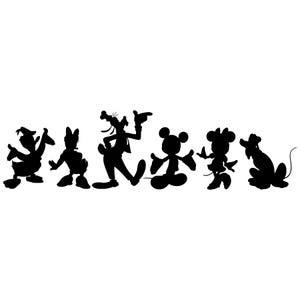 Fabulous 6 Fab 5 Silhouette Vinyl Decal - 46 Color Options Mickey Minnie Daisy Donald Goofy Pluto