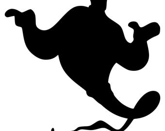 The Genie from Aladdin Silhouette Vinyl Decal - Black, Red, Silver, White Mickey Disney Princess Jasmine