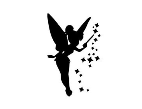 tinkerbell silhouette vinyl decal black red silver white