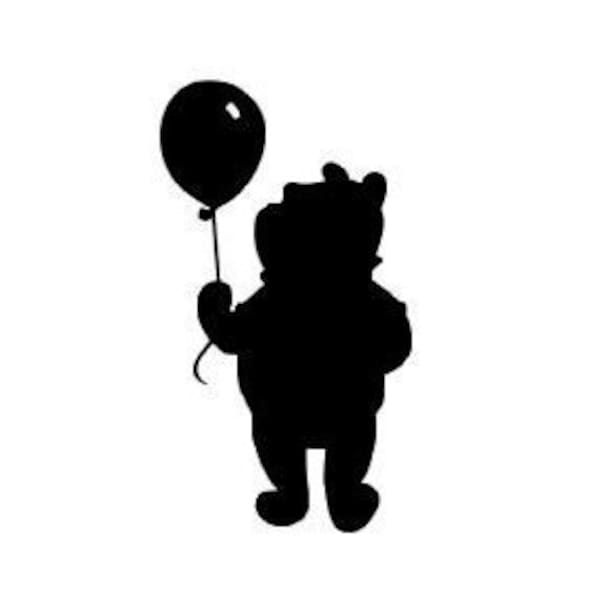 Winnie the Pooh Bear Silhouette Vinyl Decal - Black, Red, Silver, White Mickey Disney Piglet Eeyore Tigger