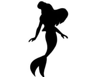 Ariel the Little Mermaid Silhouette Vinyl Decal - Black, Red, Silver, White Mickey Disney Princess