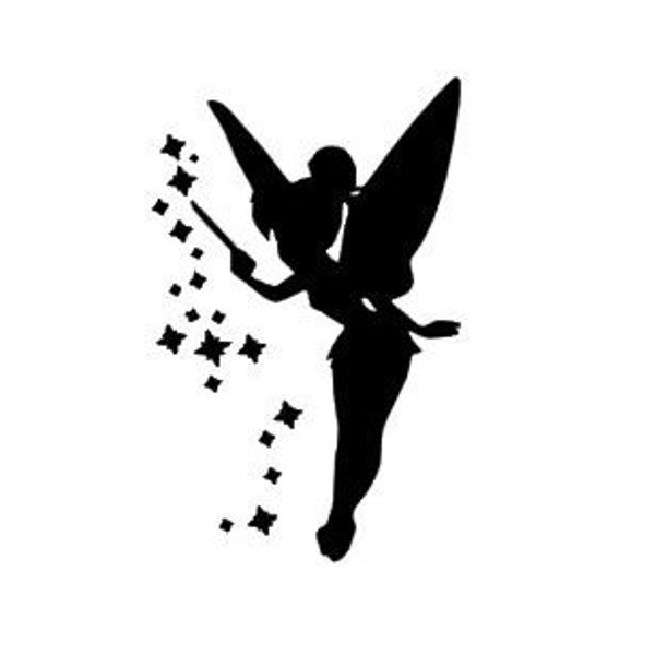 Tinkerbell Silhouette Vinyl Decal - Black, Red, Silver, White Mickey Disney Peter Pan Tinker Bell