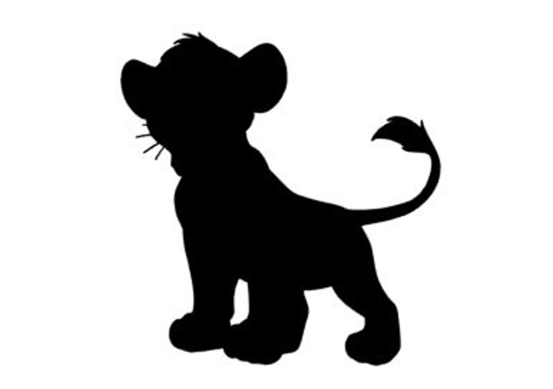 Young Simba From Lion King Silhouette Vinyl Decal Black, Red, Silver