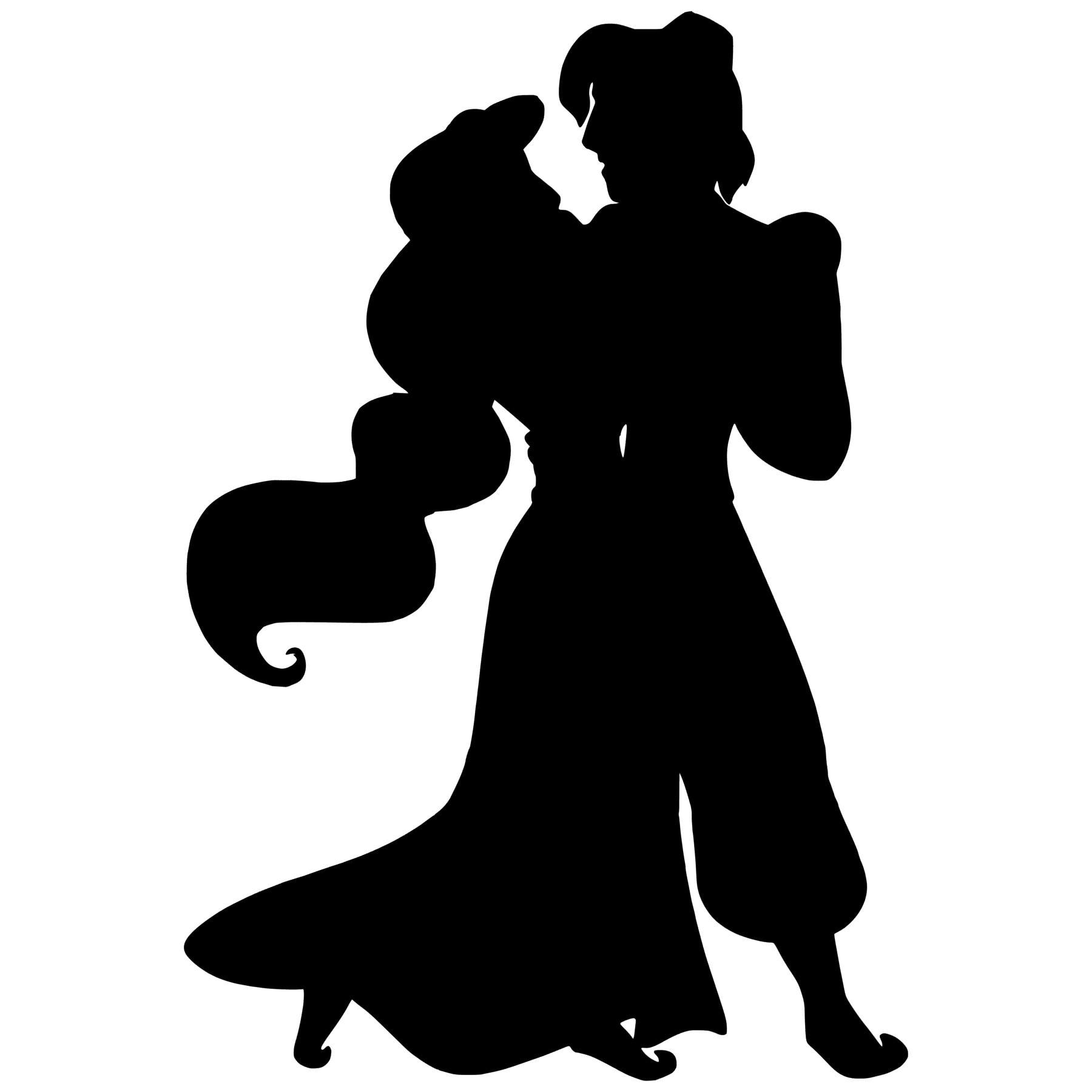 Jasmine and Aladdin Silhouette Vinyl Decal - Black, Red, Silver, White Mickey Disney Princess Jafar Abu Lamp Genie