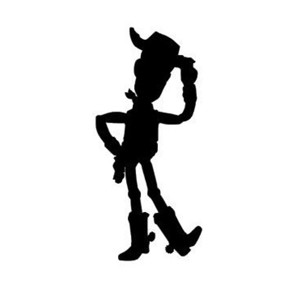 Woody from Toy Story Silhouette Vinyl Decal - Black, Red, Silver, White Mickey Disney Woody Hamm Bullseye