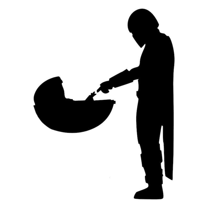 Pode incluir: Uma silhueta preta de uma figura segurando um porta-beb&eacute;s ou um carrinho de beb&ecirc; em uma m&atilde;o. A figura est&aacute; usando um capacete e um casaco longo. O porta-beb&eacute;s est&aacute; vazio.