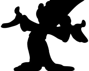 Fantasia Mickey Sorcerer Silhouette Vinyl Decal - Black, Red, Silver, White