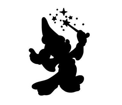 Mickey Sorcerer Silhouette Vinyl Decal Black Red Silver Etsy 日本