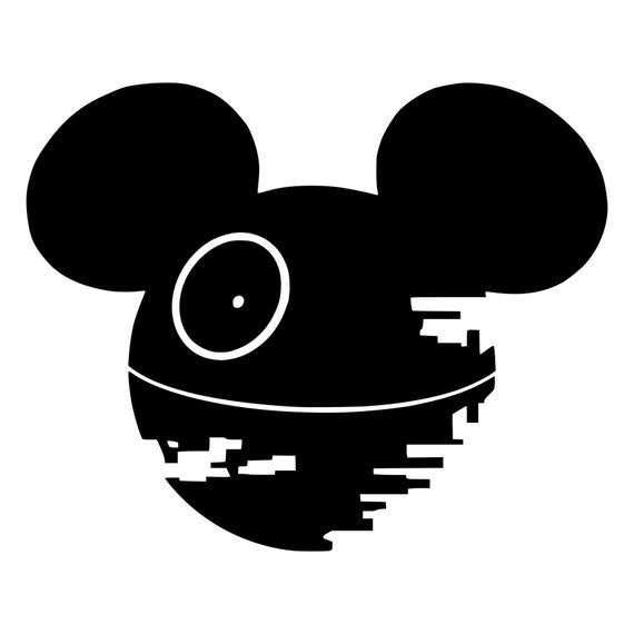Star Wars Death Star with Mouse Ears Silhouette Vinyl Decal Black, Red,  Silver, White Mickey Disney