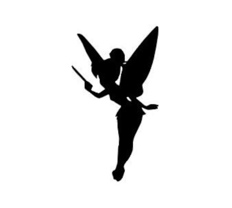 tinkerbell silhouette vinyl decal black red silver white