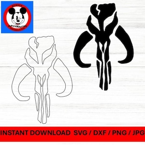 Mandalorian Crest Signet Logo Insignia digital design - SVG, Dxf, Png, Jpg - Instant Download   Boba Fett Star Wars