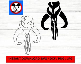 Mandalorian Crest Signet Logo Insignia digital design - SVG, Dxf, Png, Jpg - Instant Download   Boba Fett Star Wars